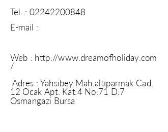 Dream Of Holiday Bursa iletiim bilgileri